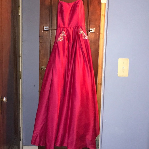 NEVER WORN Strapless Embellished Magenta Gown - Picture 2 of 2